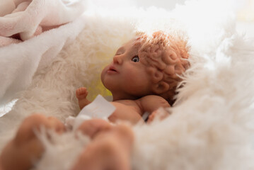 reborn baby doll close up shot