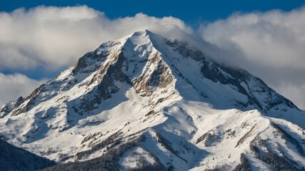 Obraz premium A towering mountain covered in pristine white snow 