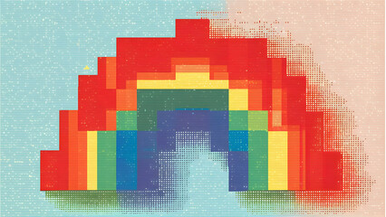 Fototapeta premium Playful Pixel Art Rainbow with Retro Vibes