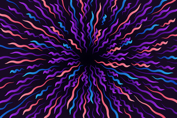 Abstract futuristic radial circular wavy colorful lines flow explosion concept, starburst dynamic multicolored lines, speed geometric background