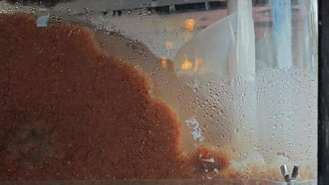Close up of Frozen slurpee machine on process
