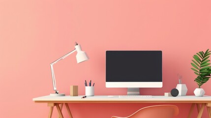 Home office inspiration, aesthetically pleasing workspace, flat design illustration