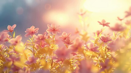 A stunning image of blushing pink flowers illuminated by the soft, golden hues of the setting sun, highlighting their intricate details and creating a dreamy atmosphere.