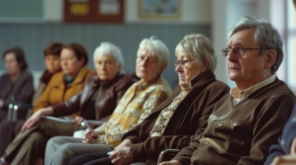 A group of seniors seated together, great for representing community or social gatherings