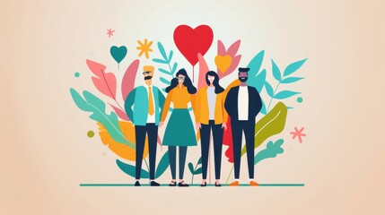 Inclusive corporate culture, fostering belonging and respect, flat design illustration
