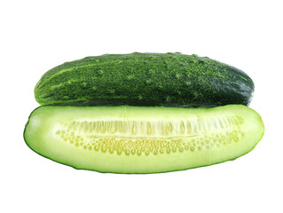 Fresh vegetable cucumber on white background