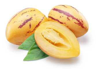Pepino melon or pepino dulce on white background. File contains clipping path.
