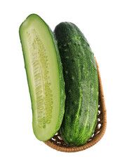 Fresh vegetable cucumber on white background