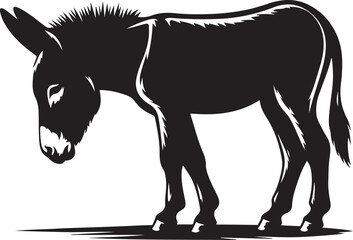 Obraz premium Donkey Silhouette Drawing Clip art, vector black color silhouette