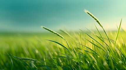 Fototapeta premium Serene Tranquility in Nature: Gentle Breeze Through a Grassy Field