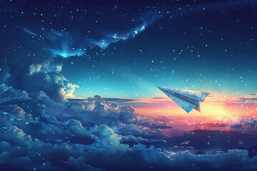 Obraz premium Continuous line paper plane airplane vector art