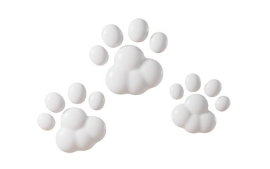 Cartoon pet paws, pet sign, 3d rendering.