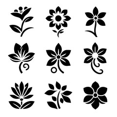 Obraz premium A set of flower designs are shown in black and white