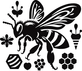 Busy honey bees buzz tirelessly, pollinating flowers and producing golden honey.