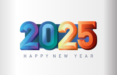 2025 happy are year with 3d gradient for horizontal design