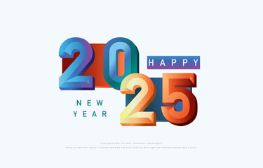 2025 happy are year with 3d gradient for horizontal design