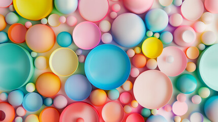 Fototapeta premium vibrant abstract design with multicolored translucent and solid circles creating a dynamic and playful visual effect