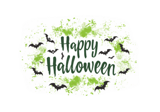 grunge happy halloween Text Banner on transparent background - Powered by Adobe