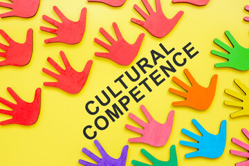 Cultural competence inscription and colored palms.