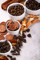 Assortment of different dog treats and snack