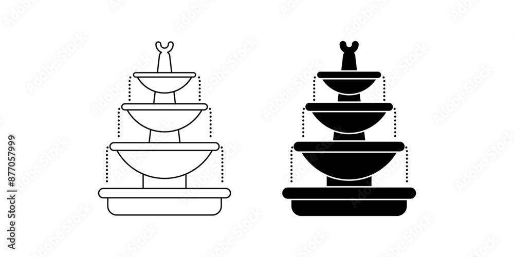 Wall mural fountain icon set isolated on white background