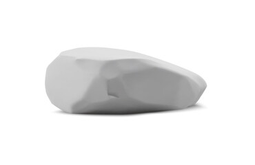 3D stone podium, vector realistic white marble rock showcase pedestal, granite stand for product presentation boulder