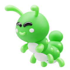 Cute Green Caterpillar 3D Render