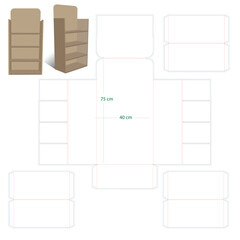 Carboard Stand Dieline Template and 3D