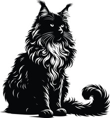 Hand-drawn animals set Flat design Cat silhouette vector 