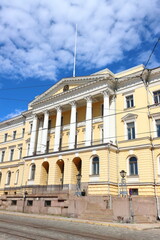 The Government Palace of Finland on Senate Square in Helsinki city center, Finland