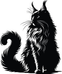 Hand-drawn animals set Flat design Cat silhouette vector 