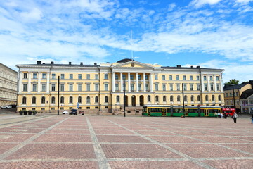 Fototapeta premium The Government Palace of Finland on Senate Square in Helsinki city center, Finland