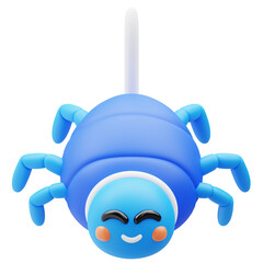 Cute Blue Spider 3D Illustration