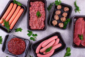 Assortment of different vegan plant based meat