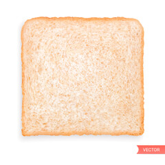 Wheat toast bread with bran sliced isolated on white background. Close-up of toast. Top view