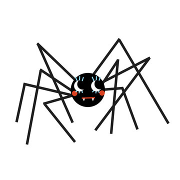 Petite araign&eacute;e noire, style na&iuml;f et g&eacute;om&eacute;trique, illustration jeunesse