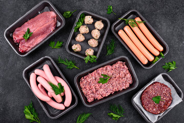 Assortment of different vegan plant based meat