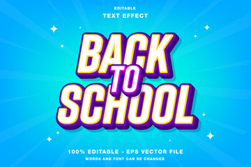 Back to School 3D Editable Text Effect Template Style Premium Vector
