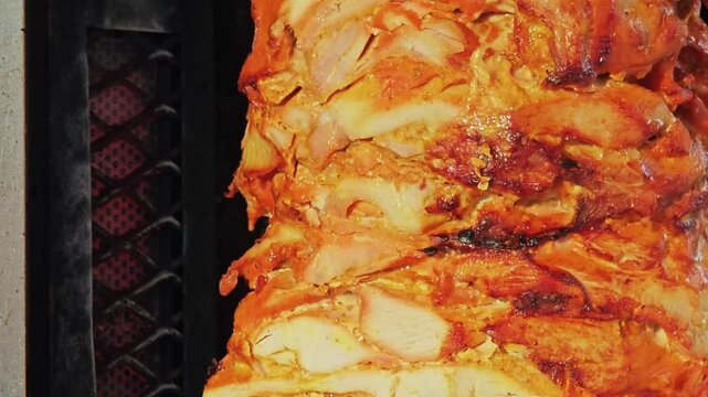 kebab or shawarma on a rotating vertical spit.