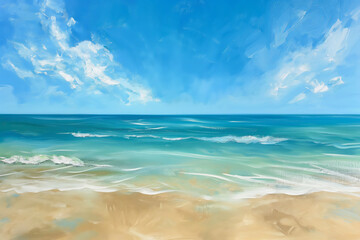 Fototapeta premium Serene and Inviting Beach Scene Under a Bright, Clear Sky