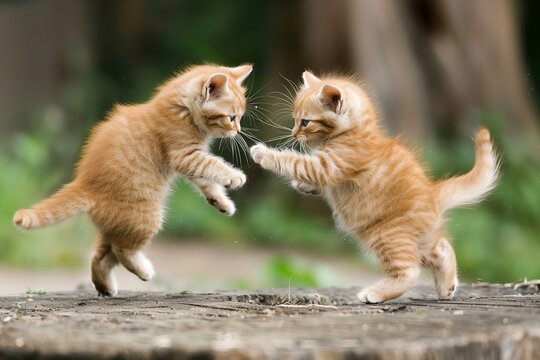 Cute cats fighting