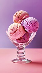 Captivating image of delicious ice cream presented in a crystal clear glass bowl