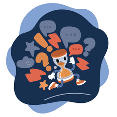 Carton vector illustration of Realistic sand. Hourglass, sandglass, sand timer, sand clock over dark background.