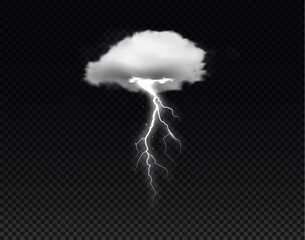 Vector design featuring a white gas cloud with bright lightning.