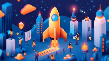 a hyperrealistic wallpaper showcasing a startup's journey, with elements of growth, technology, and collaboration in a visually stunning design, offering ample copy space for text