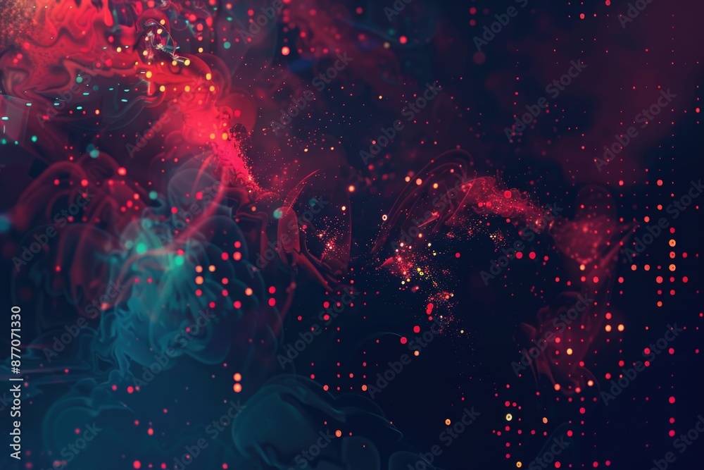 Poster a close-up view of a red and blue background covered in dots, suitable for use as a design element o
