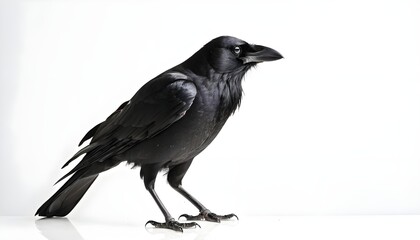 crow isolated on white background, raven on a white background