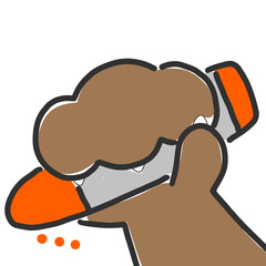 クレヨンを持つ動物の手イラスト