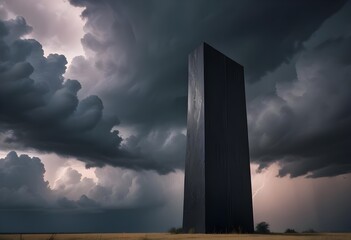 black tower in the cloudy weather