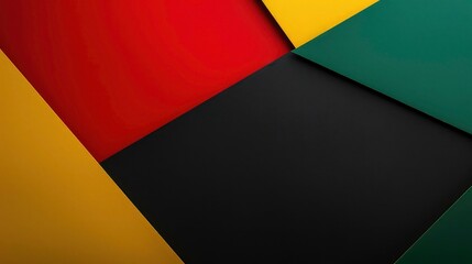 Abstract geometric black, red, yellow, green color background. Black History Month color background with copy space for text.